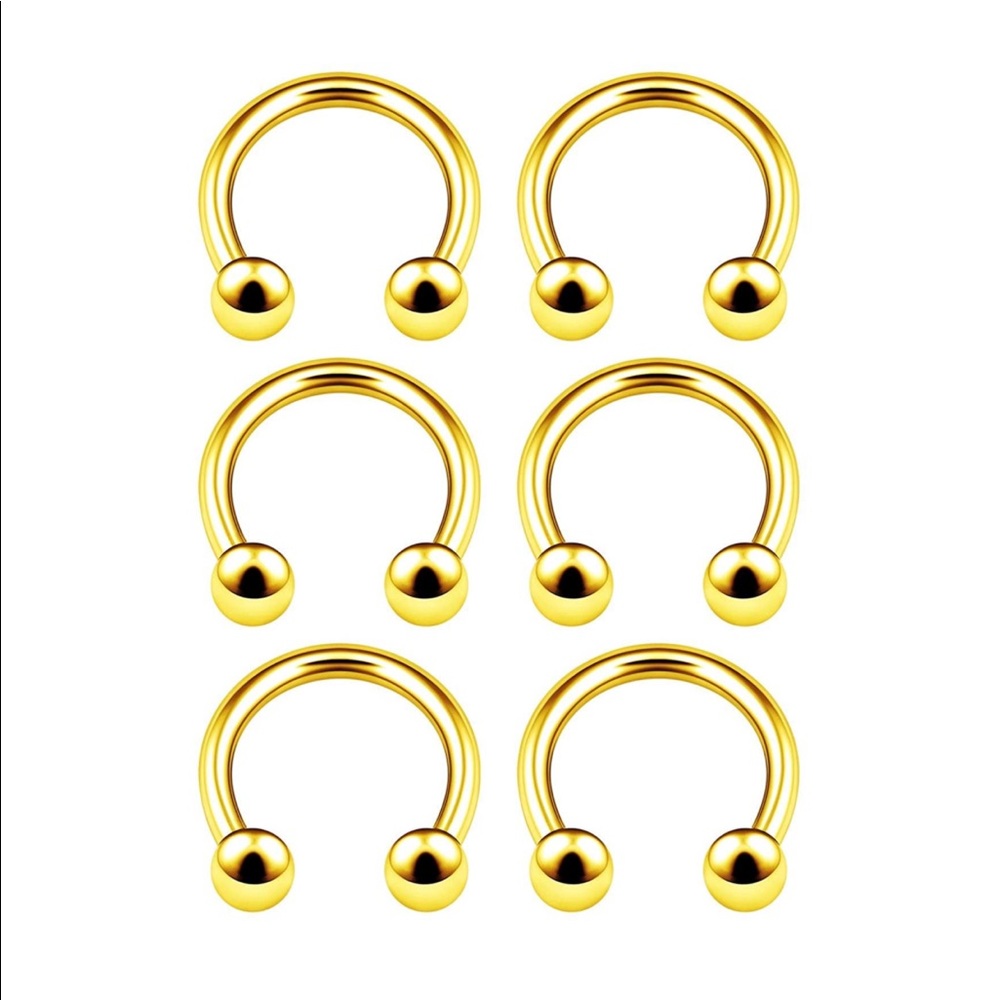 KJM FASHION 6PCS Stainless Steel Horseshoe Earring